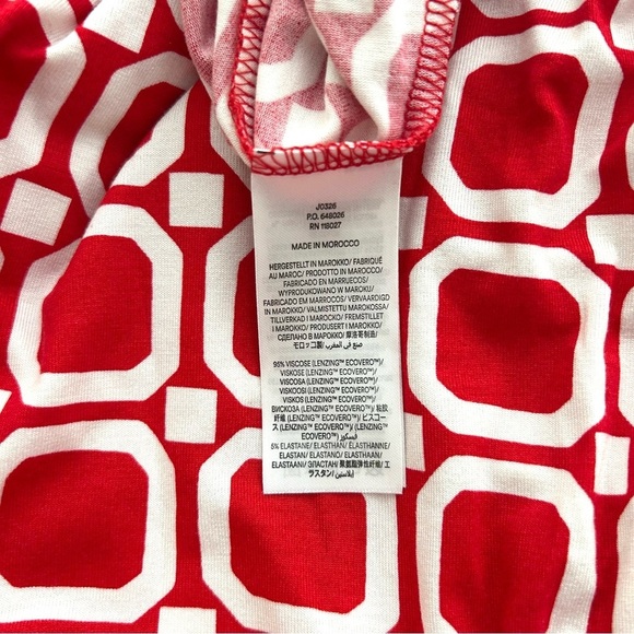 BODEN Amelie Stretch Jersey Dress Short Sleeve Geometric Red White Size US 6 - Picture 11 of 14